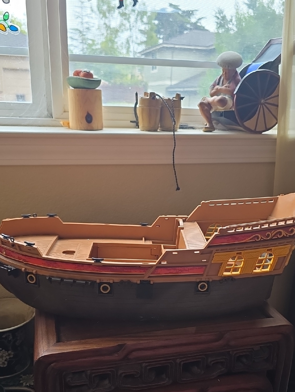 Toy Pirate Ship Hull - Brown, Red, Yellow